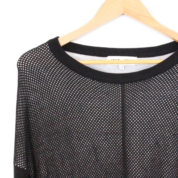 *John + Jenn Black and White Fishnet Sweater - Picture 5 of 6